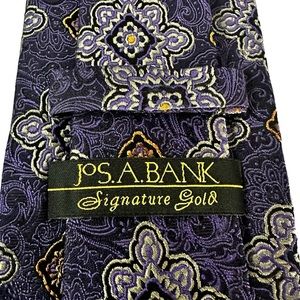 Silk Tie SIGNATURE COLLECTION Jos A Bank Rich Purple Orange Black Made in Italy